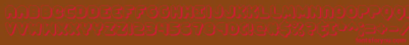 CorpulentCapsShadowBrk-Schriftart – Rote Schriften auf braunem Hintergrund