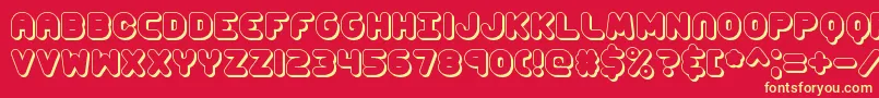 CorpulentCapsShadowBrk-Schriftart – Gelbe Schriften auf rotem Hintergrund