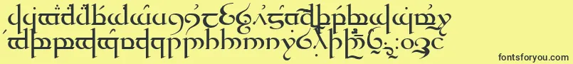 Quenya-Schriftart – Schwarze Schriften auf gelbem Hintergrund