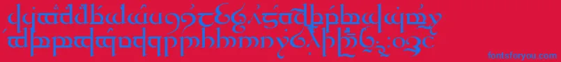 Quenya-Schriftart – Blaue Schriften auf rotem Hintergrund