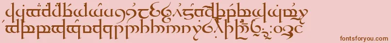 Quenya-Schriftart – Braune Schriften auf rosa Hintergrund