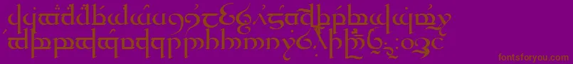 Quenya-fontti – ruskeat fontit violetilla taustalla