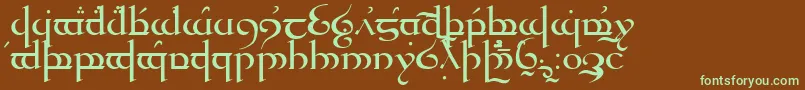 フォントQuenya – 緑色の文字が茶色の背景にあります。