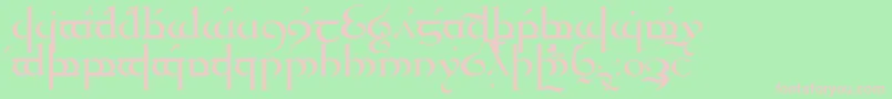 Quenya-fontti – vaaleanpunaiset fontit vihreällä taustalla