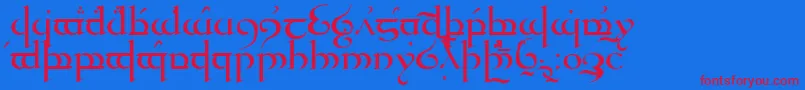 Quenya-Schriftart – Rote Schriften auf blauem Hintergrund