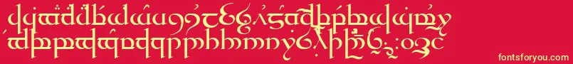 Quenya-Schriftart – Gelbe Schriften auf rotem Hintergrund