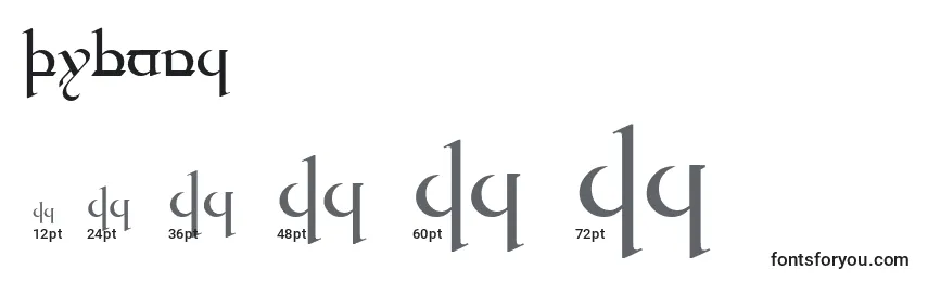 Größen der Schriftart Quenya