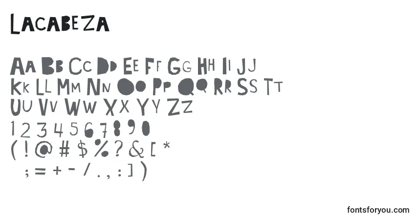 Schriftart Lacabeza (106814) – Alphabet, Zahlen, spezielle Symbole