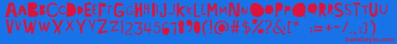 Lacabeza-Schriftart – Rote Schriften auf blauem Hintergrund