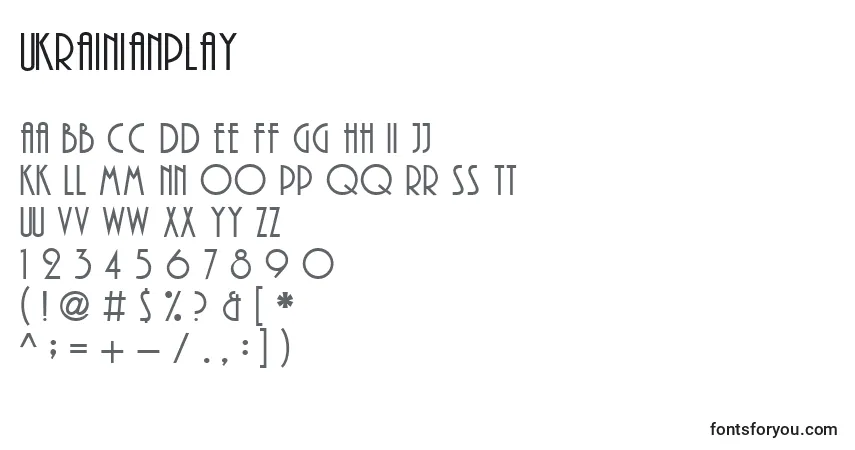 Czcionka UkrainianPlay – alfabet, cyfry, specjalne znaki