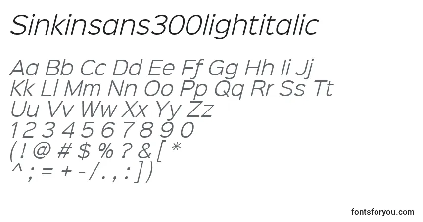Czcionka Sinkinsans300lightitalic (106817) – alfabet, cyfry, specjalne znaki