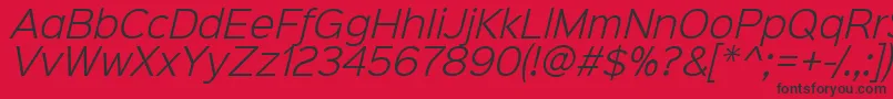 Czcionka Sinkinsans300lightitalic – czarne czcionki na czerwonym tle