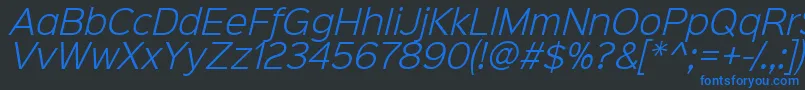Шрифт Sinkinsans300lightitalic – синие шрифты на чёрном фоне