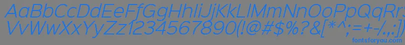 Czcionka Sinkinsans300lightitalic – niebieskie czcionki na szarym tle