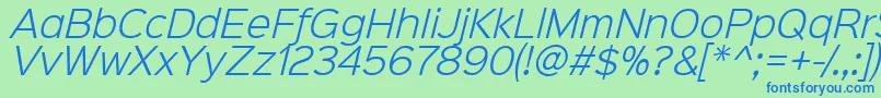 Шрифт Sinkinsans300lightitalic – синие шрифты на зелёном фоне