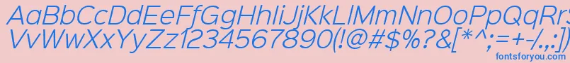 Czcionka Sinkinsans300lightitalic – niebieskie czcionki na różowym tle