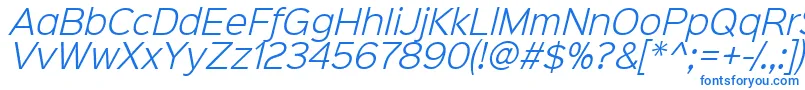 Sinkinsans300lightitalic-Schriftart – Blaue Schriften auf weißem Hintergrund