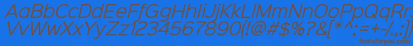 フォントSinkinsans300lightitalic – 茶色の文字が青い背景にあります。