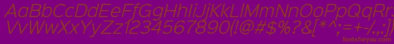 フォントSinkinsans300lightitalic – 紫色の背景に茶色のフォント