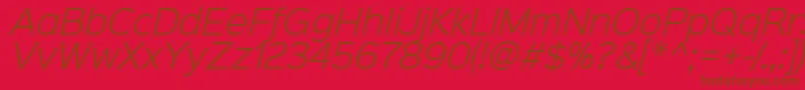 Czcionka Sinkinsans300lightitalic – brązowe czcionki na czerwonym tle