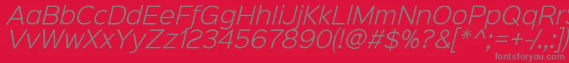 フォントSinkinsans300lightitalic – 赤い背景に灰色の文字