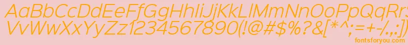 フォントSinkinsans300lightitalic – オレンジの文字がピンクの背景にあります。