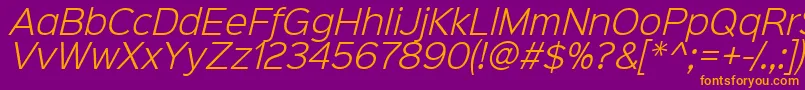 Шрифт Sinkinsans300lightitalic – оранжевые шрифты на фиолетовом фоне