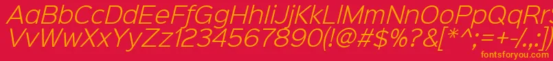 Sinkinsans300lightitalic-Schriftart – Orangefarbene Schriften auf rotem Hintergrund
