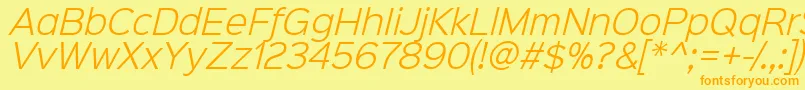 Sinkinsans300lightitalic-Schriftart – Orangefarbene Schriften auf gelbem Hintergrund