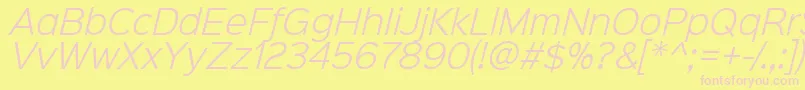 Sinkinsans300lightitalic Font – Pink Fonts on Yellow Background