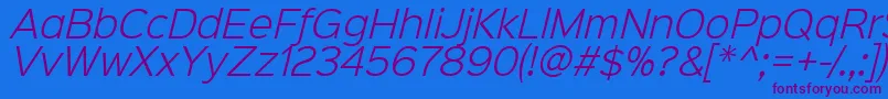 Шрифт Sinkinsans300lightitalic – фиолетовые шрифты на синем фоне