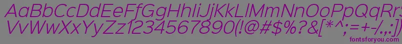 Шрифт Sinkinsans300lightitalic – фиолетовые шрифты на сером фоне