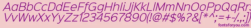 Шрифт Sinkinsans300lightitalic – фиолетовые шрифты на розовом фоне