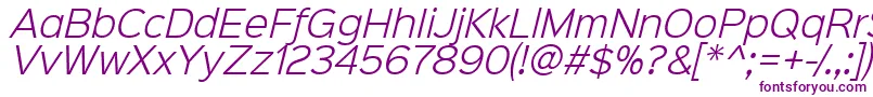 Шрифт Sinkinsans300lightitalic – фиолетовые шрифты на белом фоне
