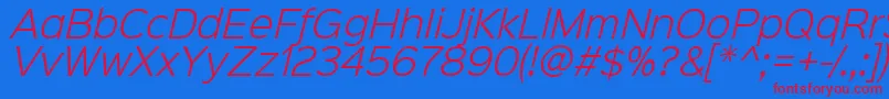 Sinkinsans300lightitalic Font – Red Fonts on Blue Background