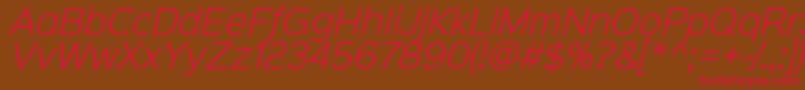 Sinkinsans300lightitalic-fontti – punaiset fontit ruskealla taustalla