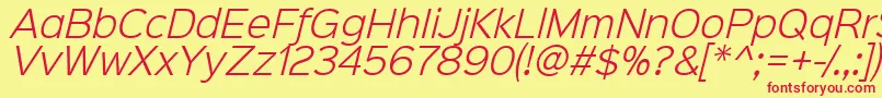 Шрифт Sinkinsans300lightitalic – красные шрифты на жёлтом фоне