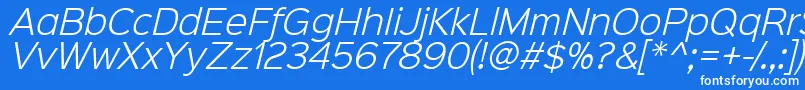 Sinkinsans300lightitalic-fontti – valkoiset fontit sinisellä taustalla