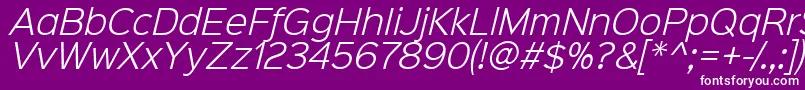 Sinkinsans300lightitalic-fontti – valkoiset fontit violetilla taustalla