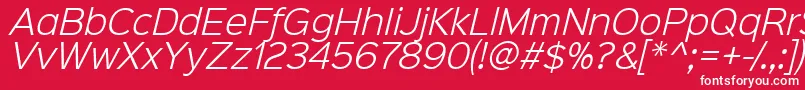 Sinkinsans300lightitalic-Schriftart – Weiße Schriften auf rotem Hintergrund