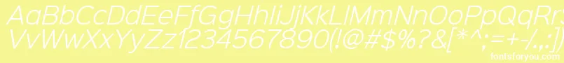 Шрифт Sinkinsans300lightitalic – белые шрифты на жёлтом фоне
