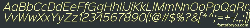 Sinkinsans300lightitalic-fontti – keltaiset fontit mustalla taustalla