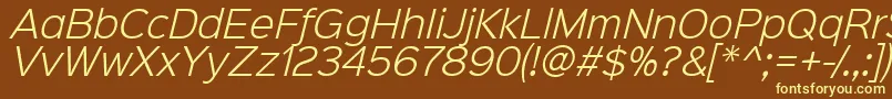 Sinkinsans300lightitalic-fontti – keltaiset fontit ruskealla taustalla