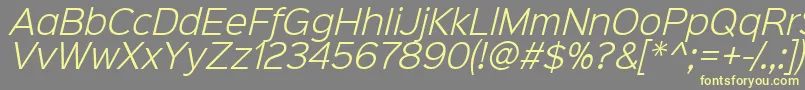 Sinkinsans300lightitalic-fontti – keltaiset fontit harmaalla taustalla