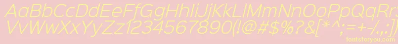 Sinkinsans300lightitalic-fontti – keltaiset fontit vaaleanpunaisella taustalla