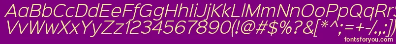 Шрифт Sinkinsans300lightitalic – жёлтые шрифты на фиолетовом фоне