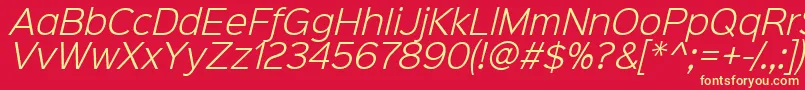 Sinkinsans300lightitalic-Schriftart – Gelbe Schriften auf rotem Hintergrund