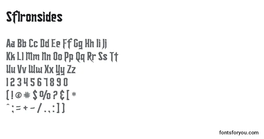 SfIronsides-fontti – aakkoset, numerot, erikoismerkit