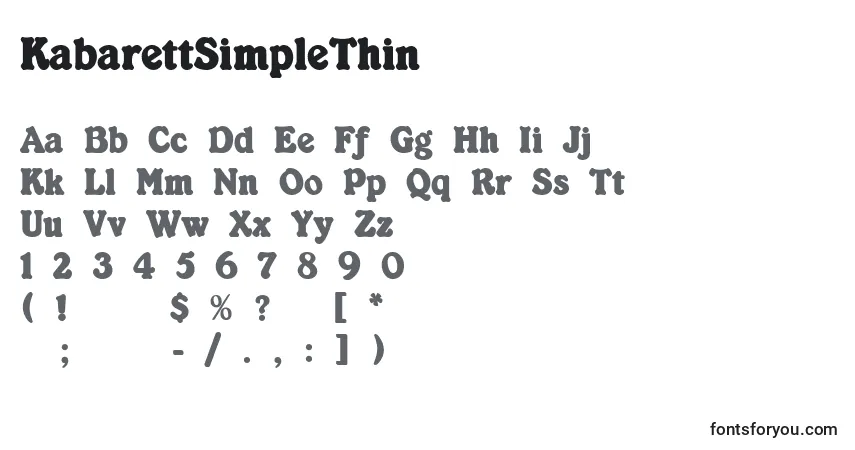 Czcionka KabarettSimpleThin – alfabet, cyfry, specjalne znaki