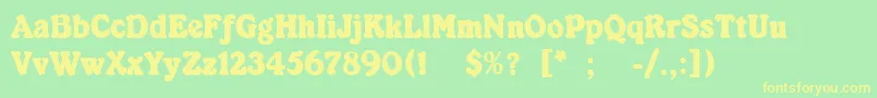 Fonte KabarettSimpleThin – fontes amarelas em um fundo verde